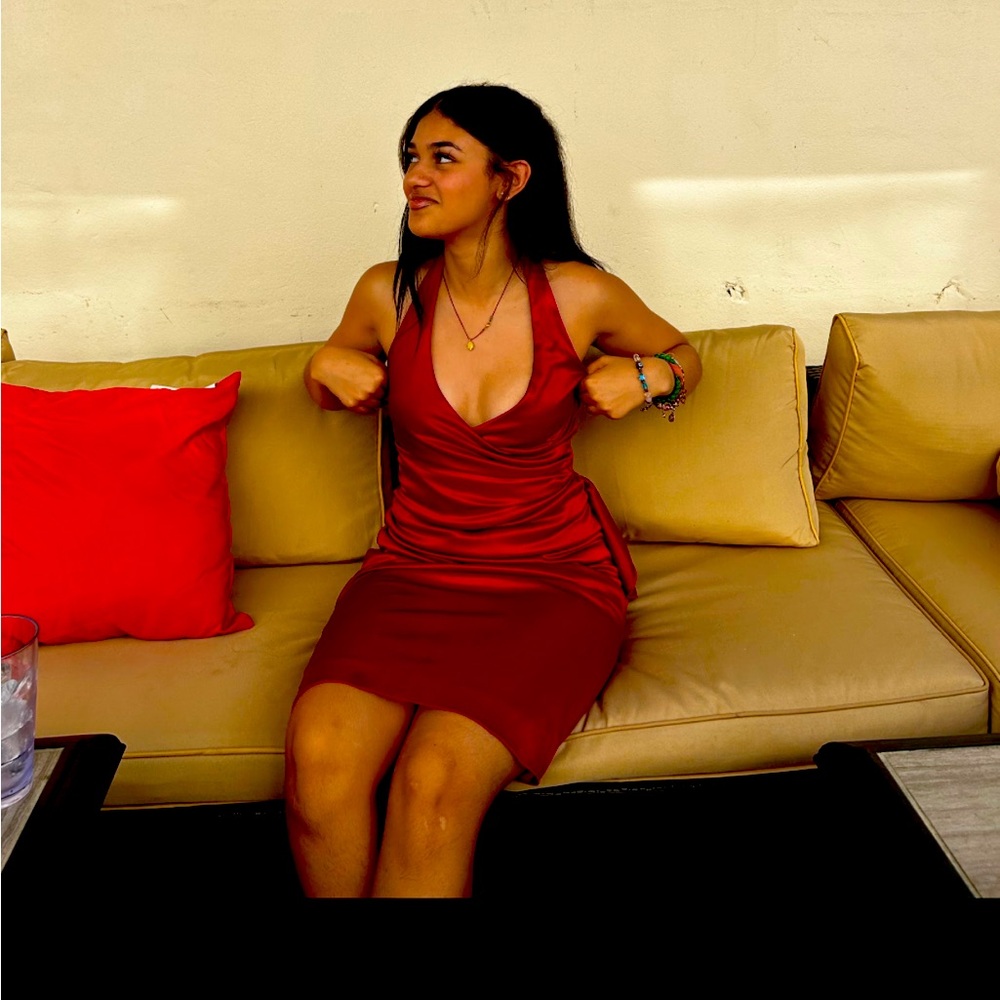 Red mini dress